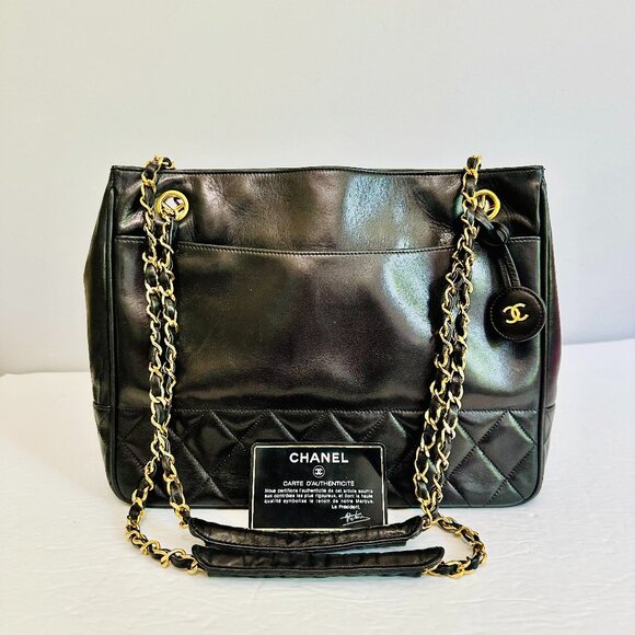 EUC CHANEL MATELASSE LAMBSKIN LEATHER QUILTED CC LOGO SHOULDER BAG MADE IN ITALY - Picture 1 of 16